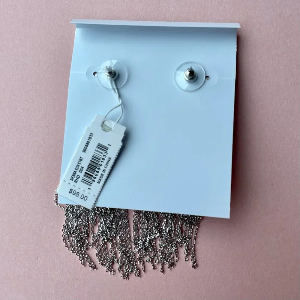 NWT Kendra Scott Sienna Sun Chain Tassle Earrings in Silver - Picture 7 of 13